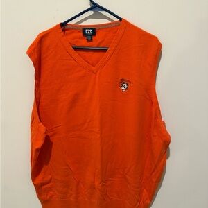 Cutter & Buck Men's V-Neck Orange Sweater Vest
